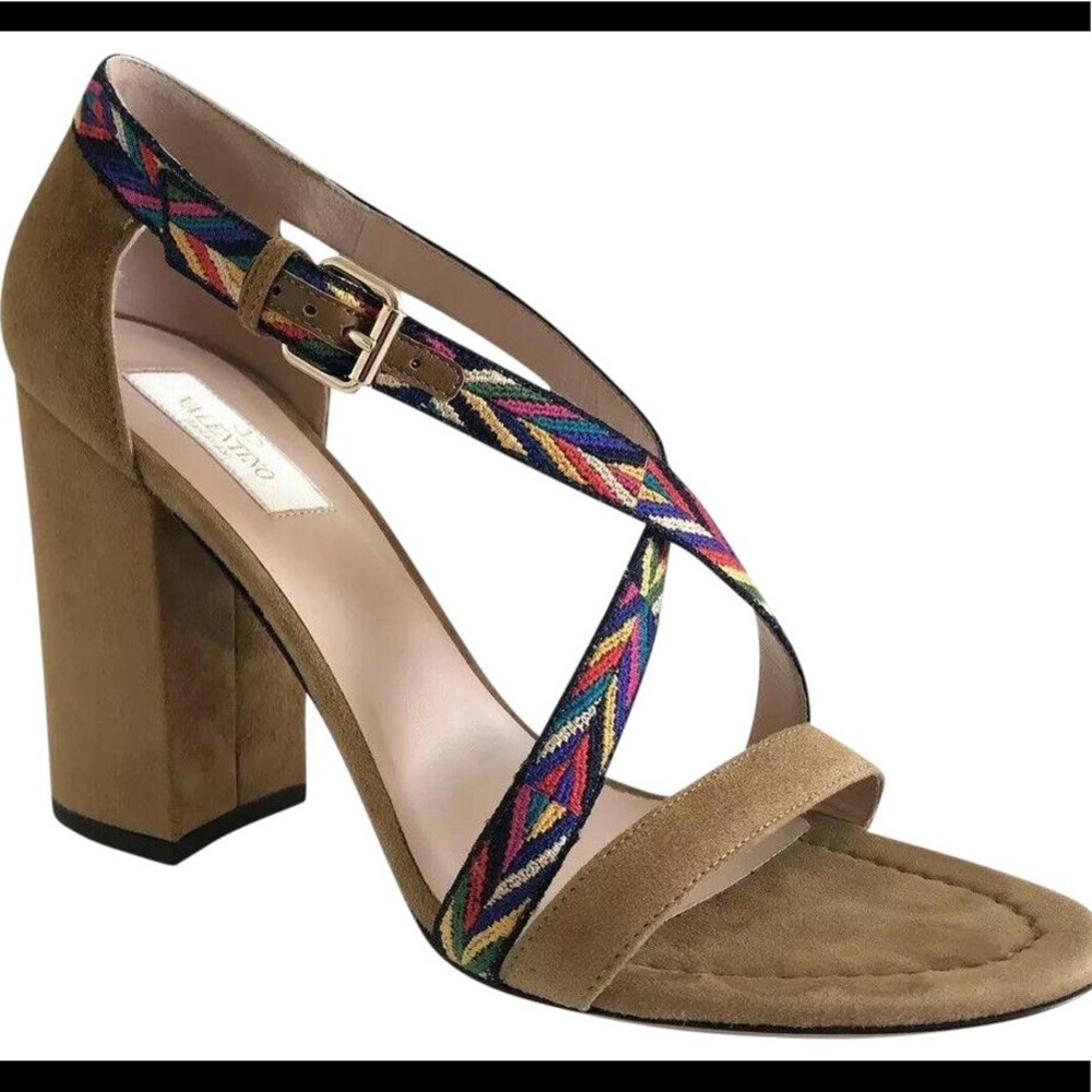 Valentino Camel Native American Crisscross Sandals